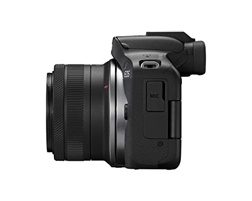 Side view of a Canon camera with lens attached