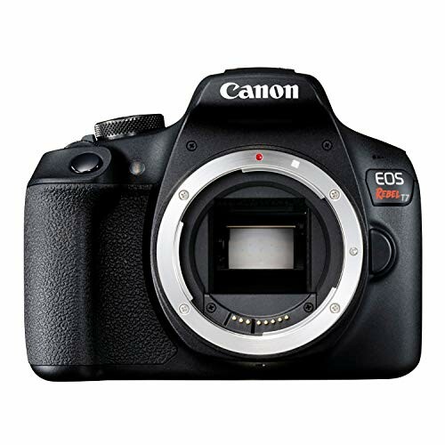 Canon EOS Rebel T7 DSLR camera body front view.