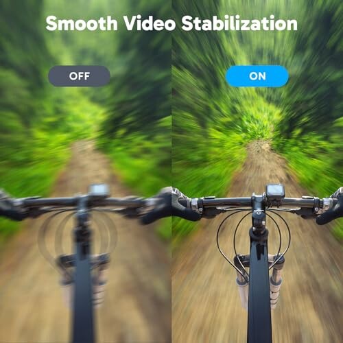 Comparison of video stabilization with off and on settings while biking.